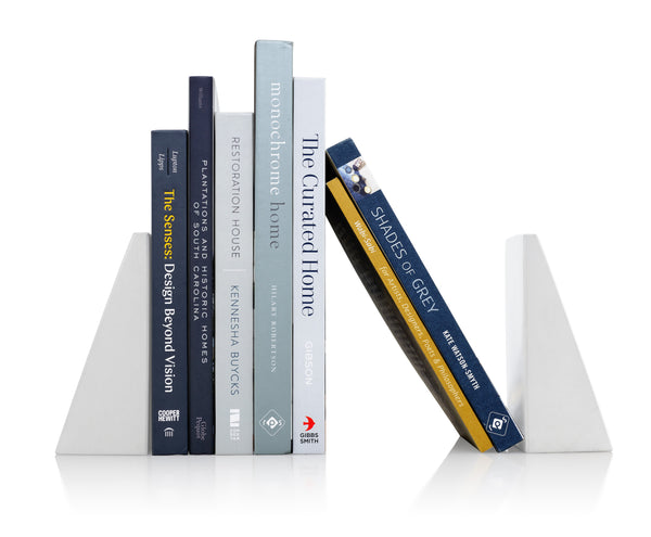 PLC Angular White Bookends, Set of 2