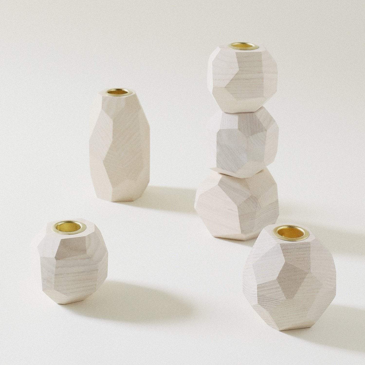Ugo Alabaster White Candlestick Holder, Small Round