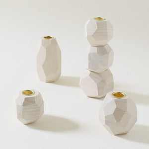 Ugo Alabaster White Candlestick Holder, Small Round