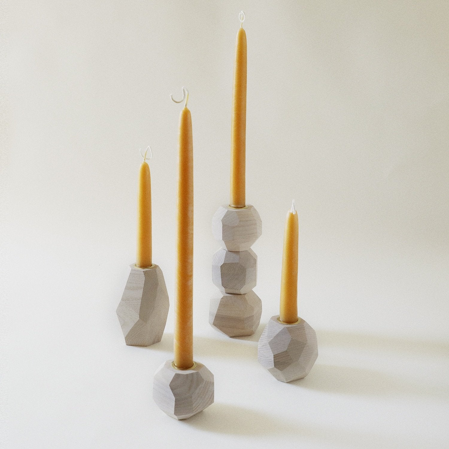 Ugo Alabaster White Candlestick Holder, Large Round