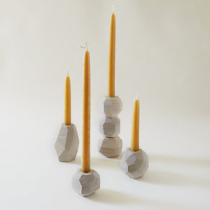 Ugo Alabaster White Candlestick Holder, Large Round