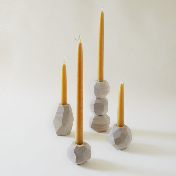 Ugo Alabaster White Candlestick Holder, Small Round