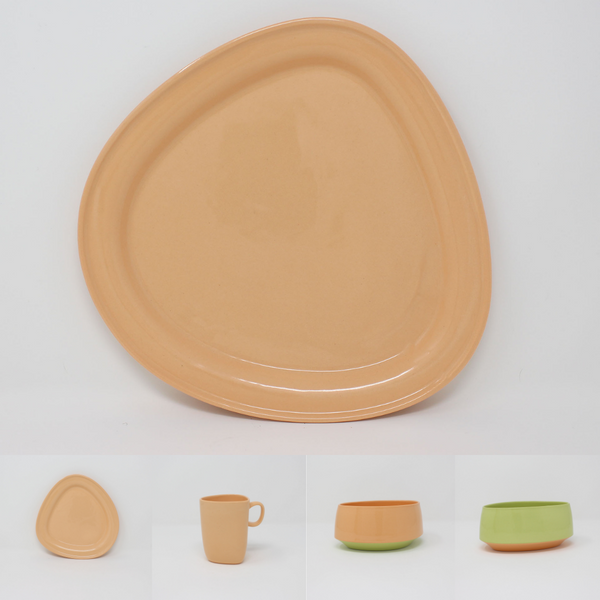 Orange Bottom Curve Place Setting, 4-piece