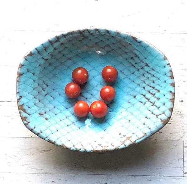 Swampgirl Pottery Square End Bowl Blizzard Blue