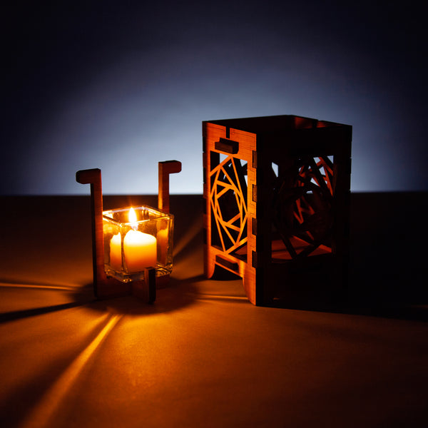Rotating Rectangles Bamboo Candle Lantern