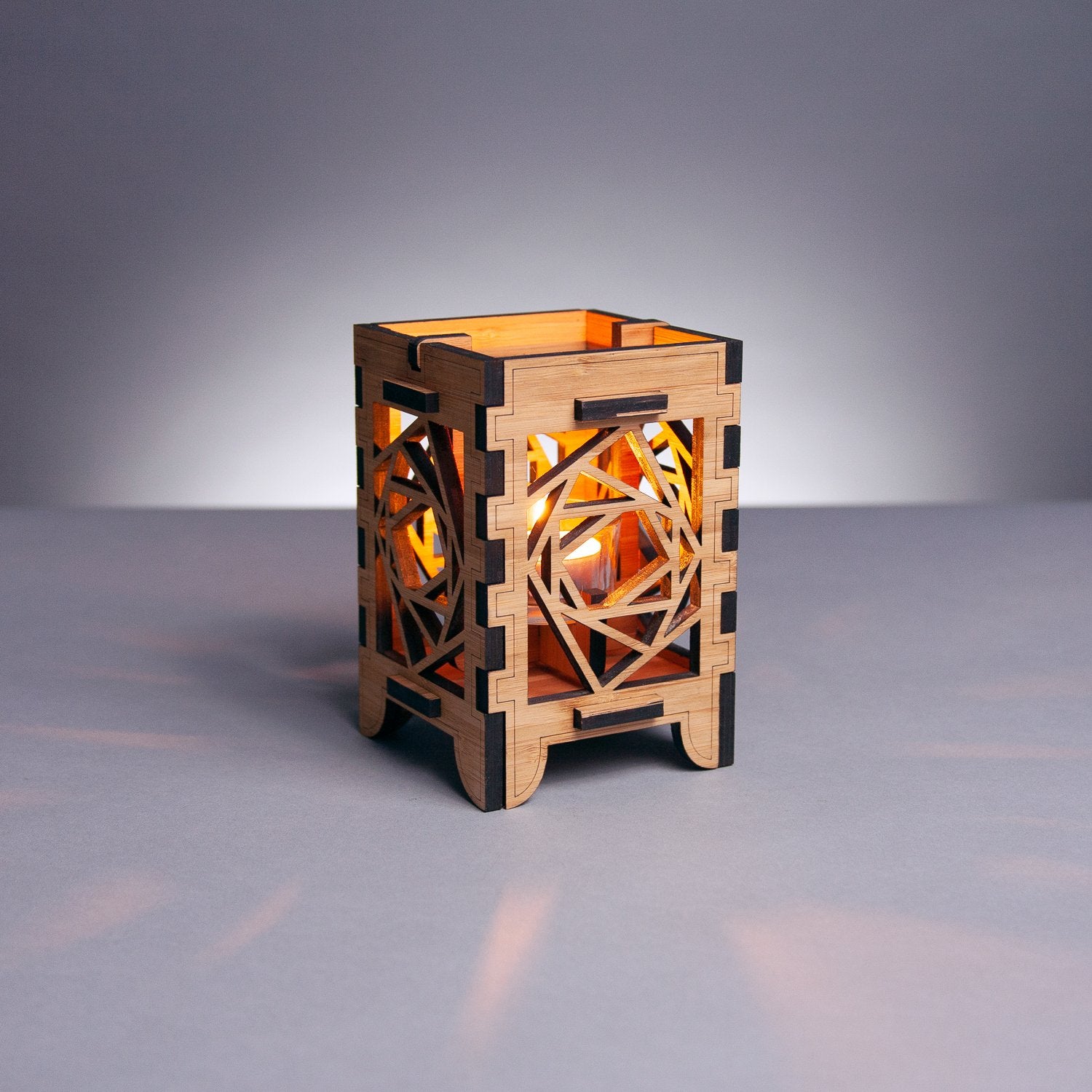 Rotating Rectangles Bamboo Candle Lantern
