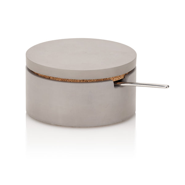 PLC Gray Concrete Classic Salt and Spice Cellar with Spoon