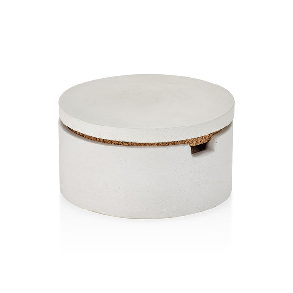 PLC White Concrete Classic Salt and Spice Cellar with Spoon