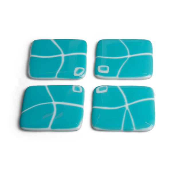Turquoise + White Mod Squad Coasters, Set of 4