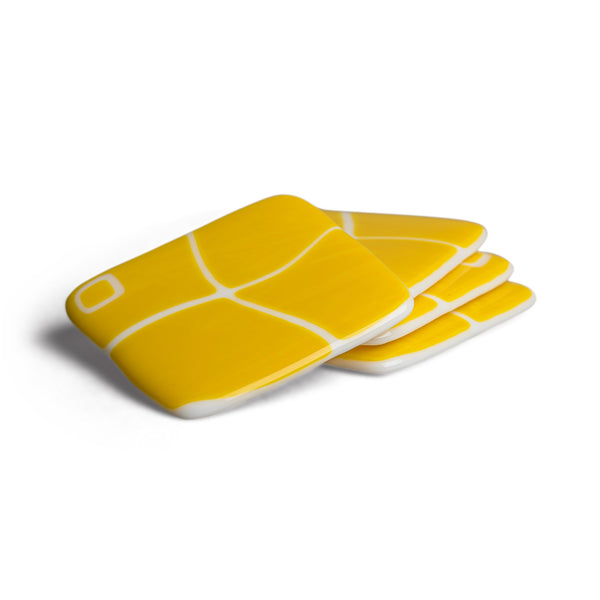 Sunshine Yellow Mod Squad Coasters, Set of 4