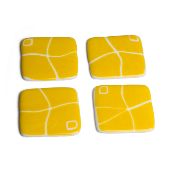 Sunshine Yellow Mod Squad Coasters, Set of 4