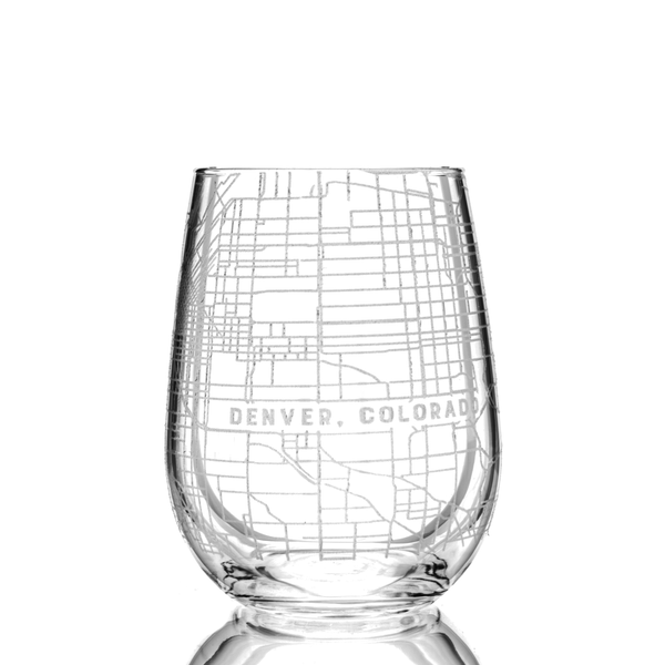 Custom Map Stemless Wine Glass, Set of 4