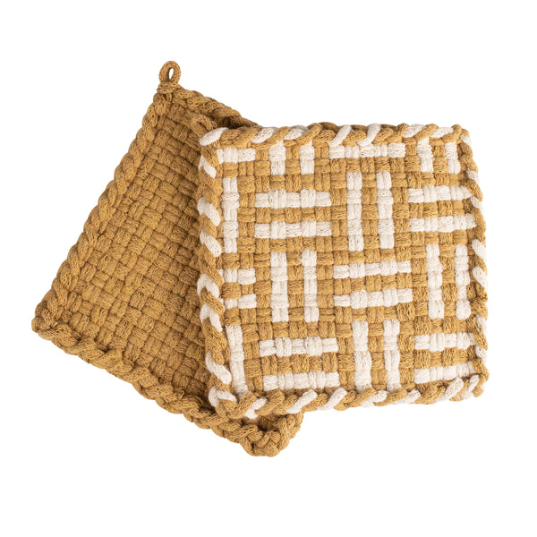 FOREST Ochre & Flax Handwoven Potholder