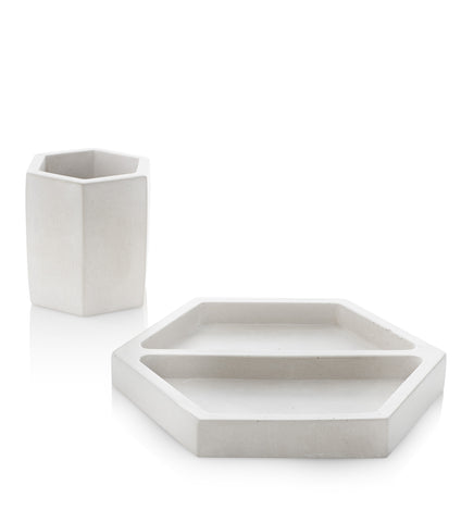 PLC White Hexagon Desk Set