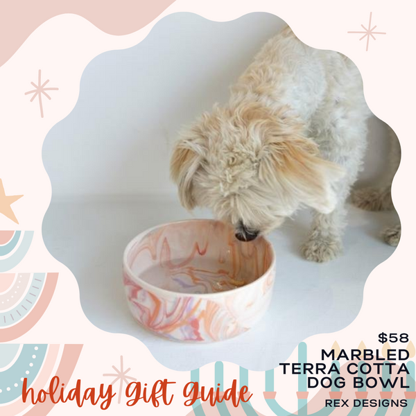 Marbled California Terra Cotta Sunset Dog Bowl
