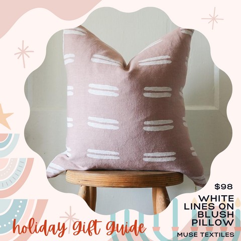 White Lines on Blush Pillow