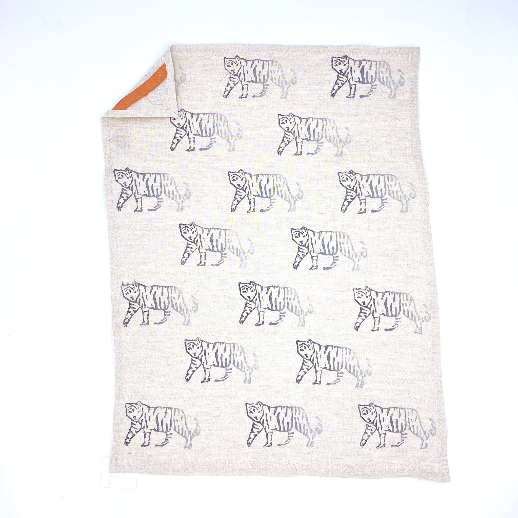  Tigers in Mountain Silver Linen Tea Towels