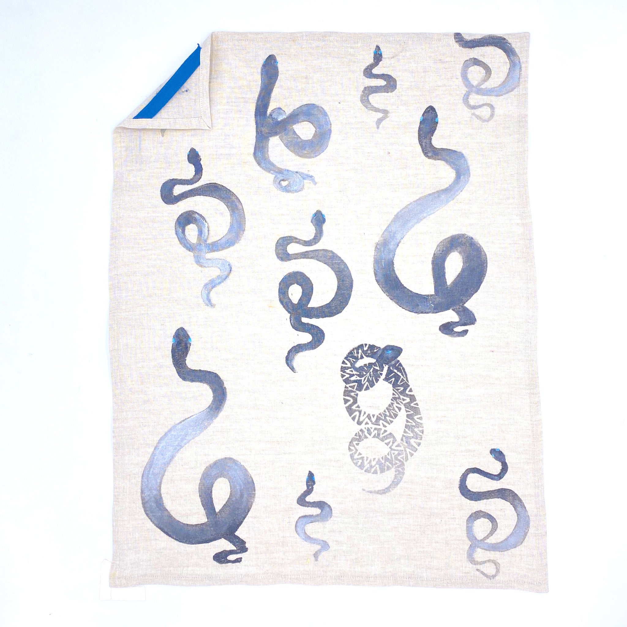  Snakes in Mountain Silver Linen Tea Towels