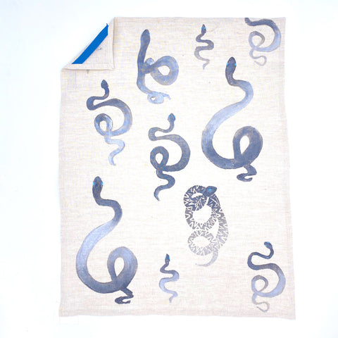  Snakes in Mountain Silver Linen Tea Towels