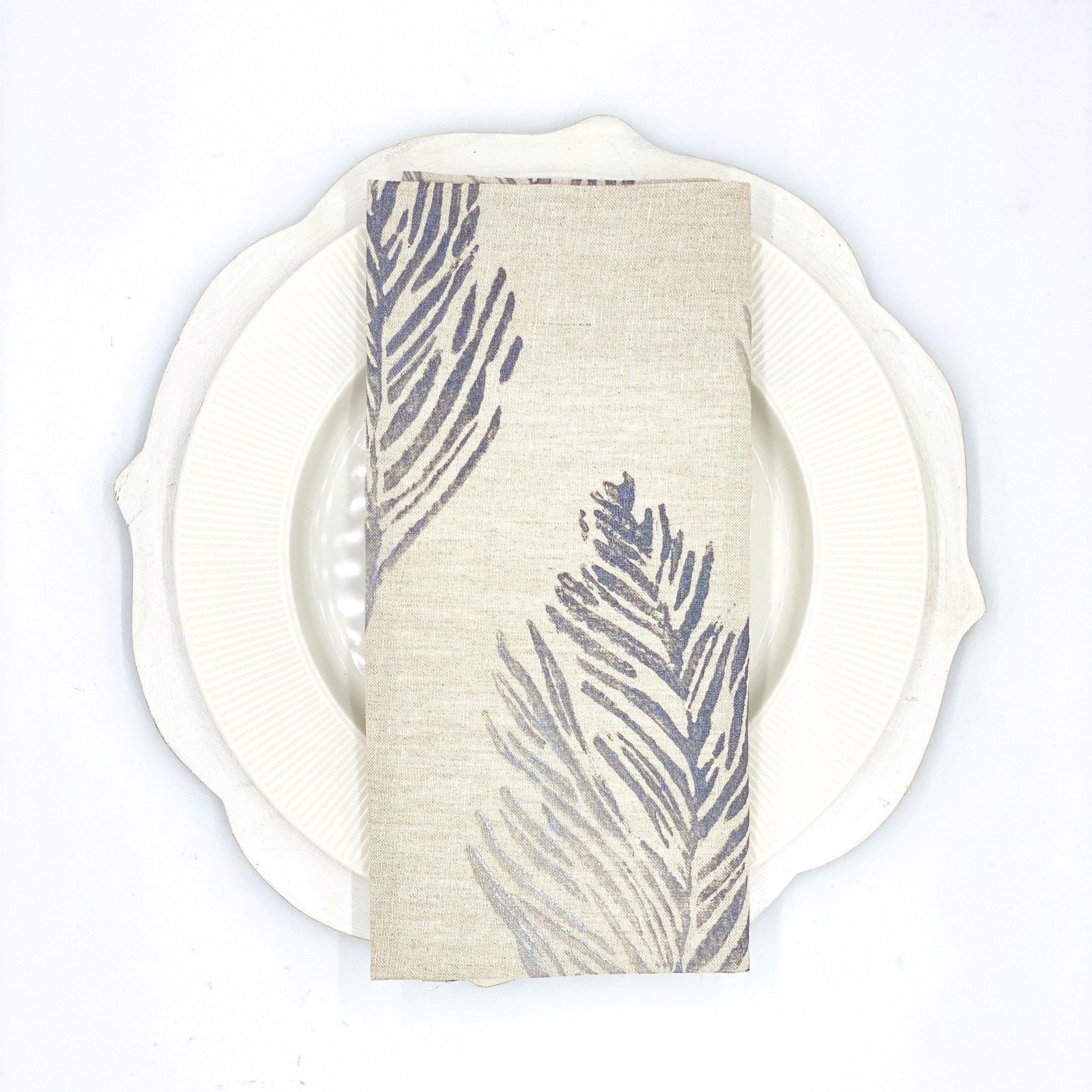 Feathers in Mountain Silver Linen Napkins, Set of 4