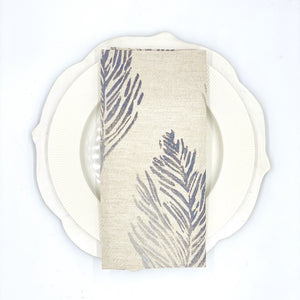 Feathers in Mountain Silver Linen Napkins, Set of 4