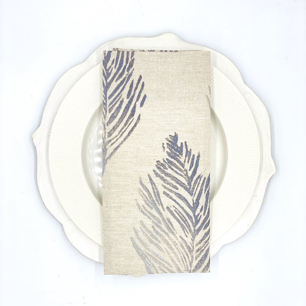 Feathers in Mountain Silver Linen Napkins, Set of 4