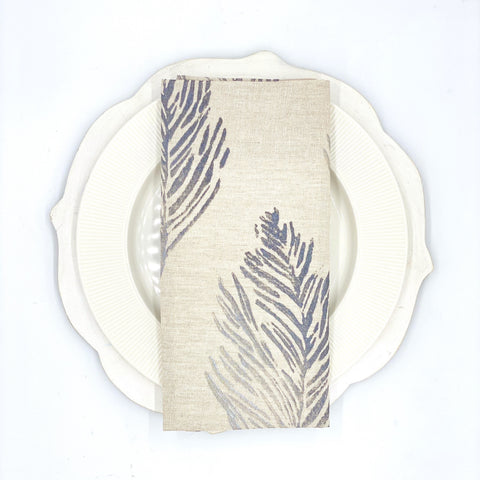 Feathers in Mountain Silver Linen Napkins, Set of 4