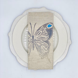 Butterfly in Black Licorice Linen Napkins, Set of 4
