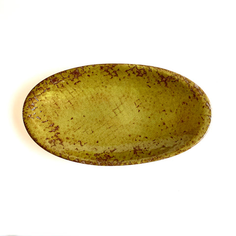 Moss Green Large Oval Serving Bowl