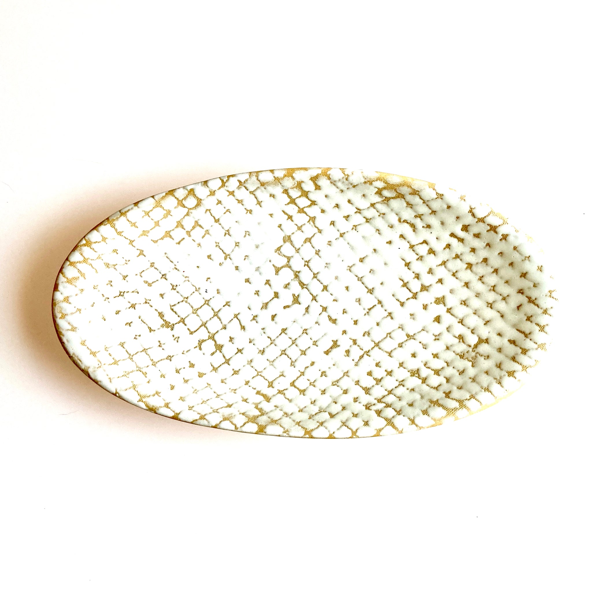 Eggshell Wash Large Oval Serving Bowl