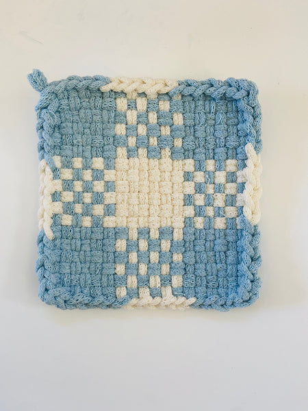 Pale Blue Cross Potholder