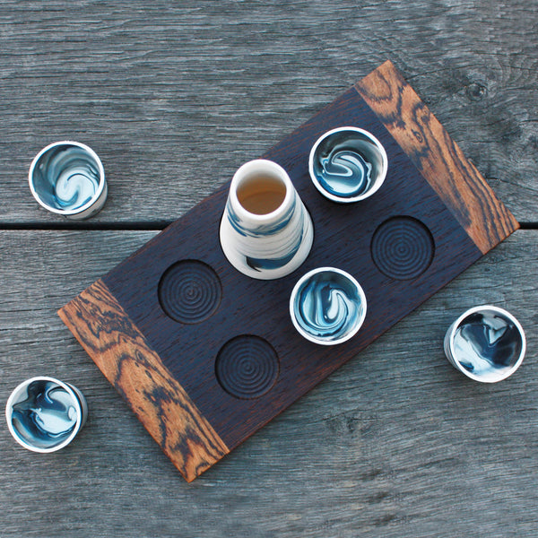 Blue Swirl Sake Set