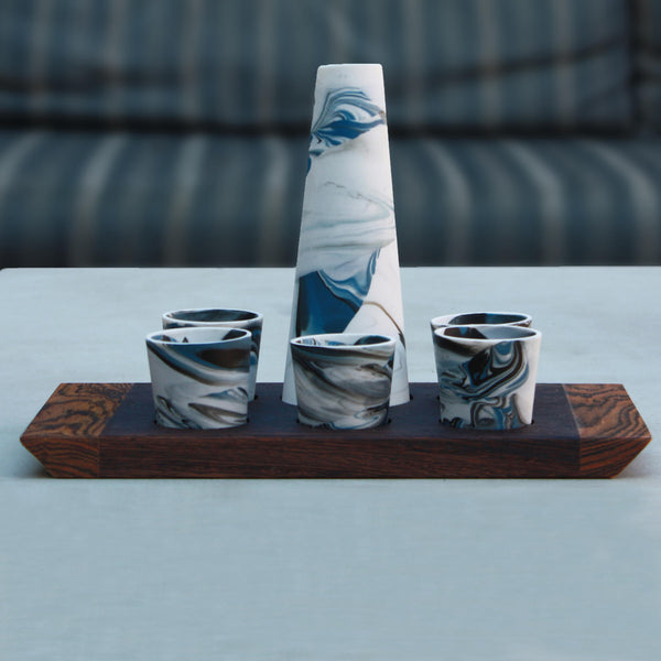 Blue Swirl Sake Set