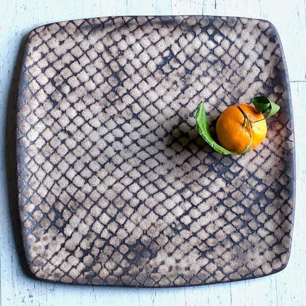 Swampgirl Pottery Large Square Serving Tray Midcentury Matzoh