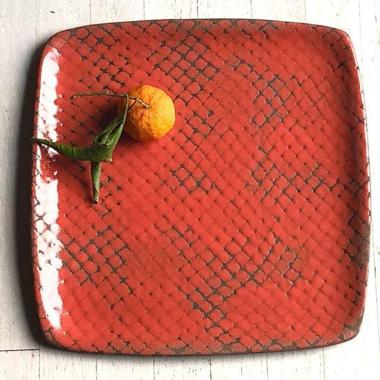 Shop Handcrafted Large Square Serving Tray Paprika The Dowry