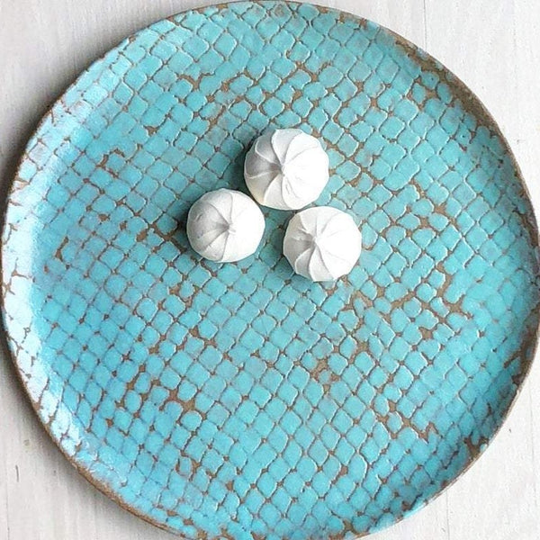 Swampgirl Pottery Large Round Serving Platter Blizzard Blue
