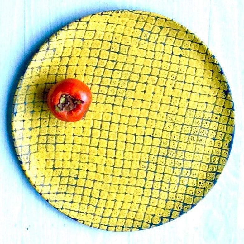 Swampgirl Pottery Large Round Serving Platter Tumeric