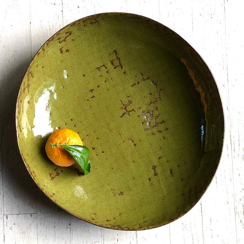 Swampgirl Pottery Largest Serving Bowl Moss Green