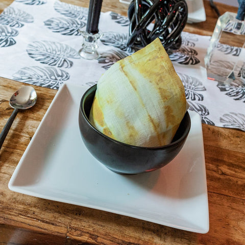 Shibori Citrone Linen Napkins