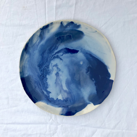 Marbled California Ocean Blue Serving Platter