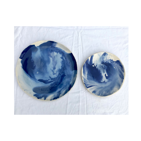 Marbled California Ocean Blue Serving Platter