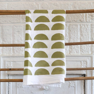 Moss Green Half Moons Flour Sack Towel