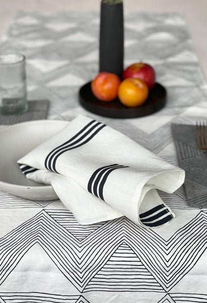 Charcoal Lines Ivory Napkin