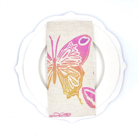 Butterflies in Miami Vice Linen Napkins, Set of 4