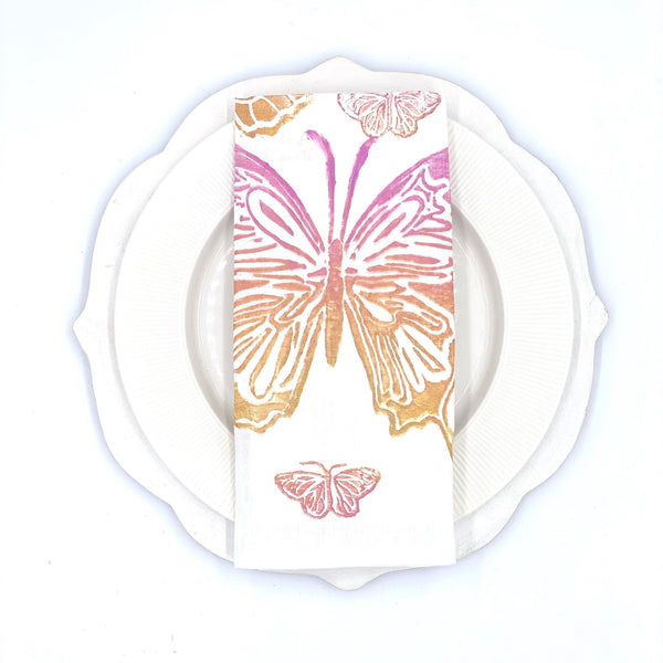 Butterflies in Miami Vice Linen Napkins, Set of 4