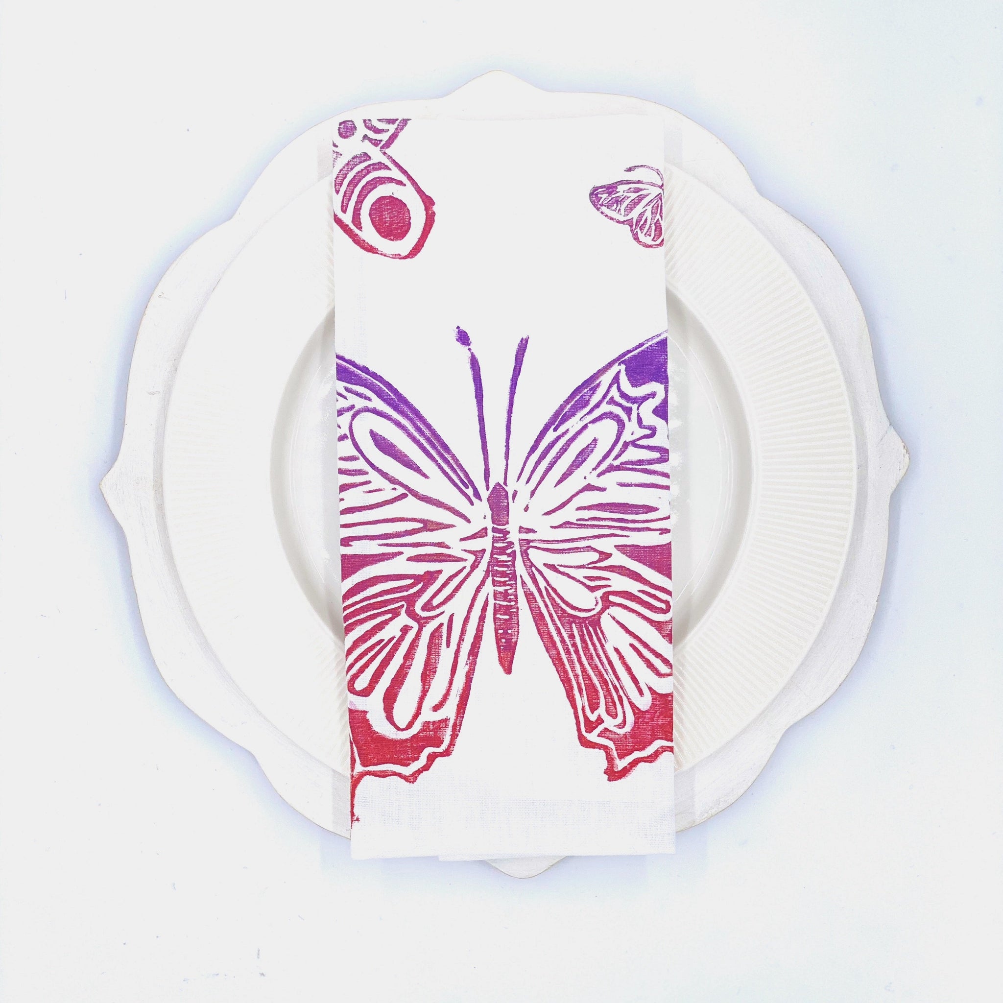 Butterflies in Rose's Sunset Linen Napkins, Set of 4