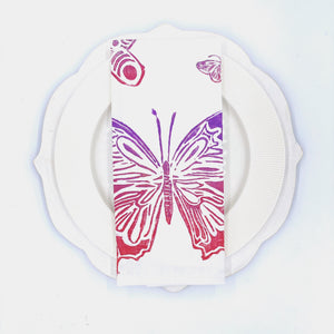 Butterflies in Rose's Sunset Linen Napkins, Set of 4