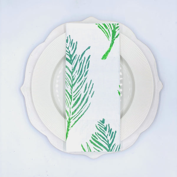 Feathers in Forest Floor Linen Napkins, Set of 4