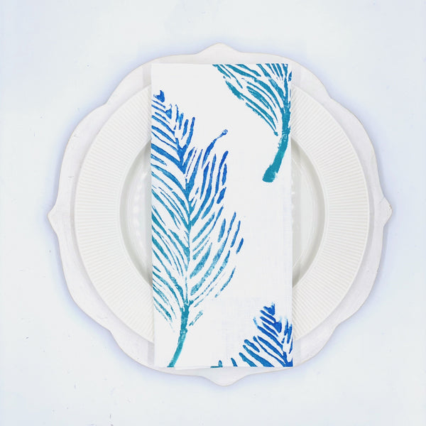 Feathers in Indigo Skies Linen Napkins, Set of 4