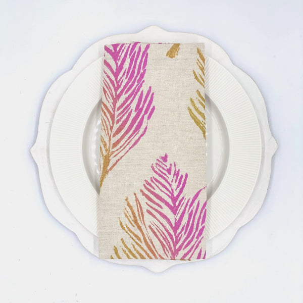 Feathers in Miami Vice Linen Napkins, Set of 4
